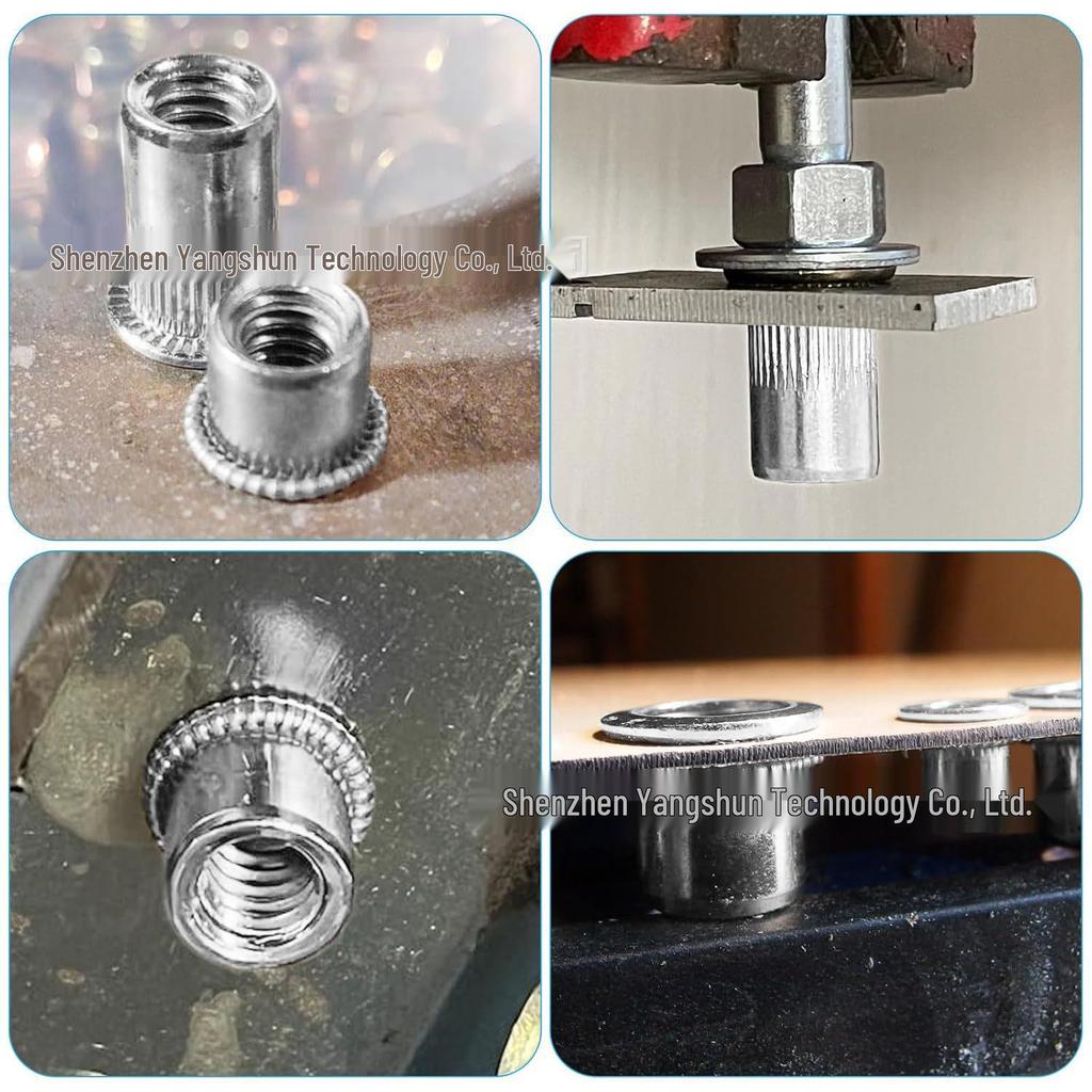 165-Piece Stainless Steel Rivet Nut Kit (M3-M10, Flat Head, Knurled)