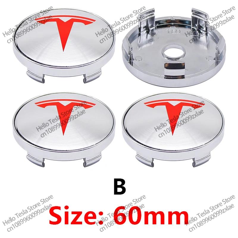 Car Sticker Tesla 4Pcs 56/60mm Car Wheel Center Hub Cap Car Accessorie For Tesla Model 3 2021 S X Y Style Roadster Invader Coil