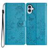 For iPhone 17 Wallet Phone Case Butterfly Floral Imprint Leather Flip Cover with Strap
