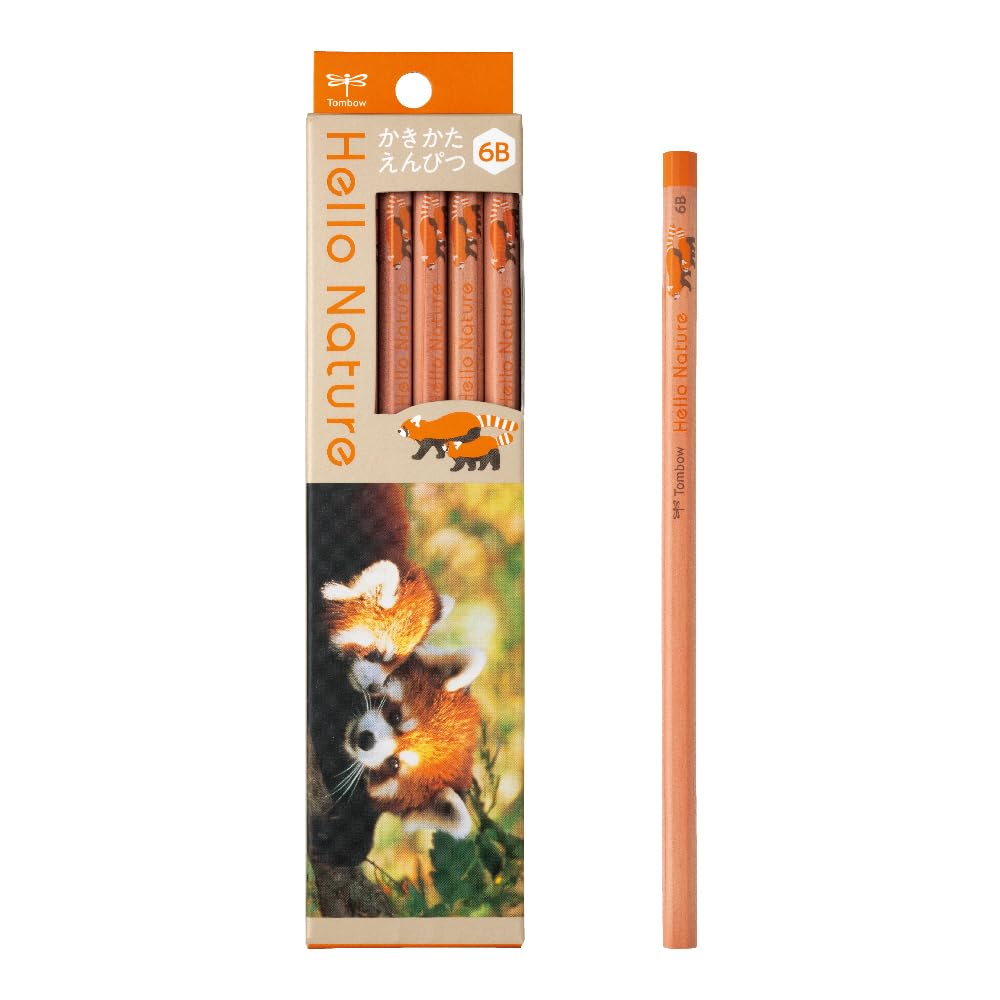 Tombow Pencil Writing Pencil 6B Panda Hello Nature Red Panda 1 Dozen (Red Design) KB-KHNLP2-6B