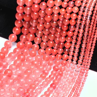 Accessori per perline in pietra naturale fatti a mano, moda, pietra rossa anguria rotonda, 40-15 pezzi, fai da te per la creazione di gioielli, bracciali lavorati a mano, perline sciolte da 4 a 12 mm