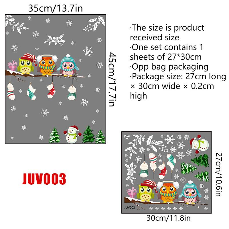Красочные рождественские наклейки, съемные милые мультяшные наклейки на окна, романтические рождественские тематические украшения для вечеринок, рождественские украшения WWO