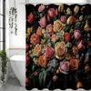 Frühlingsbunter Blumenduschvorhang, Dekorativer Duschvorhang für das Badezimmer, Wasserdichter Duschvorhang mit Haken