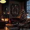 Gothic Frosted Window Castle Skull Wall Tapestry Dark Victorian Holiday Winter Ice Pattern Home Decor Modern Style Soft