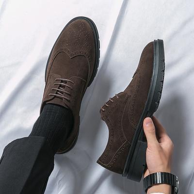 Übergröße Abrasives Leder Brock geschnitzte Business-Kleiderschuhe für Herren runde Spitze Schnürschuhe Freizeitschuhe