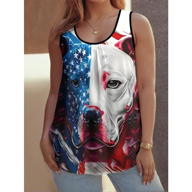 Summer Women's Sleeveless Vest Creative Animal Pattern Color Printing Comfortable Soft Oversized Fashionable Versatile Vest