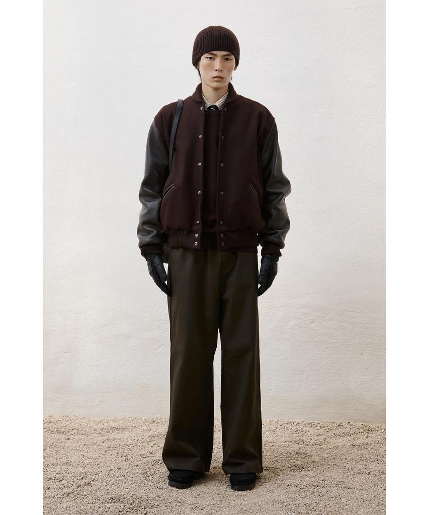 YOUTH Double Trimming Wide Pants - Brown Check
