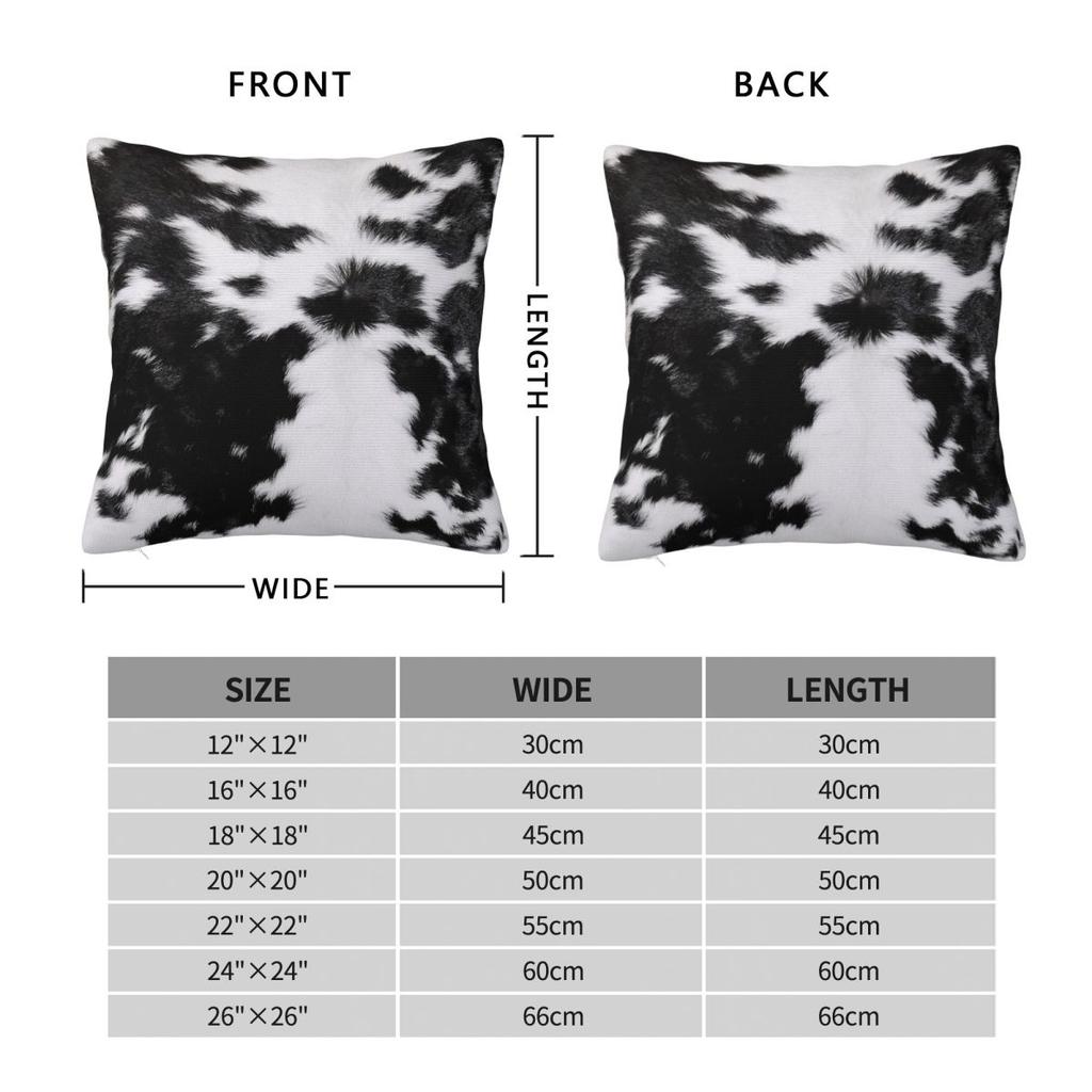 Cowhide Black White Square Pillowcase Polyester Linen Velvet Pattern Zip Decorative Throw Pillow Case Room Cushion Cover 45X45