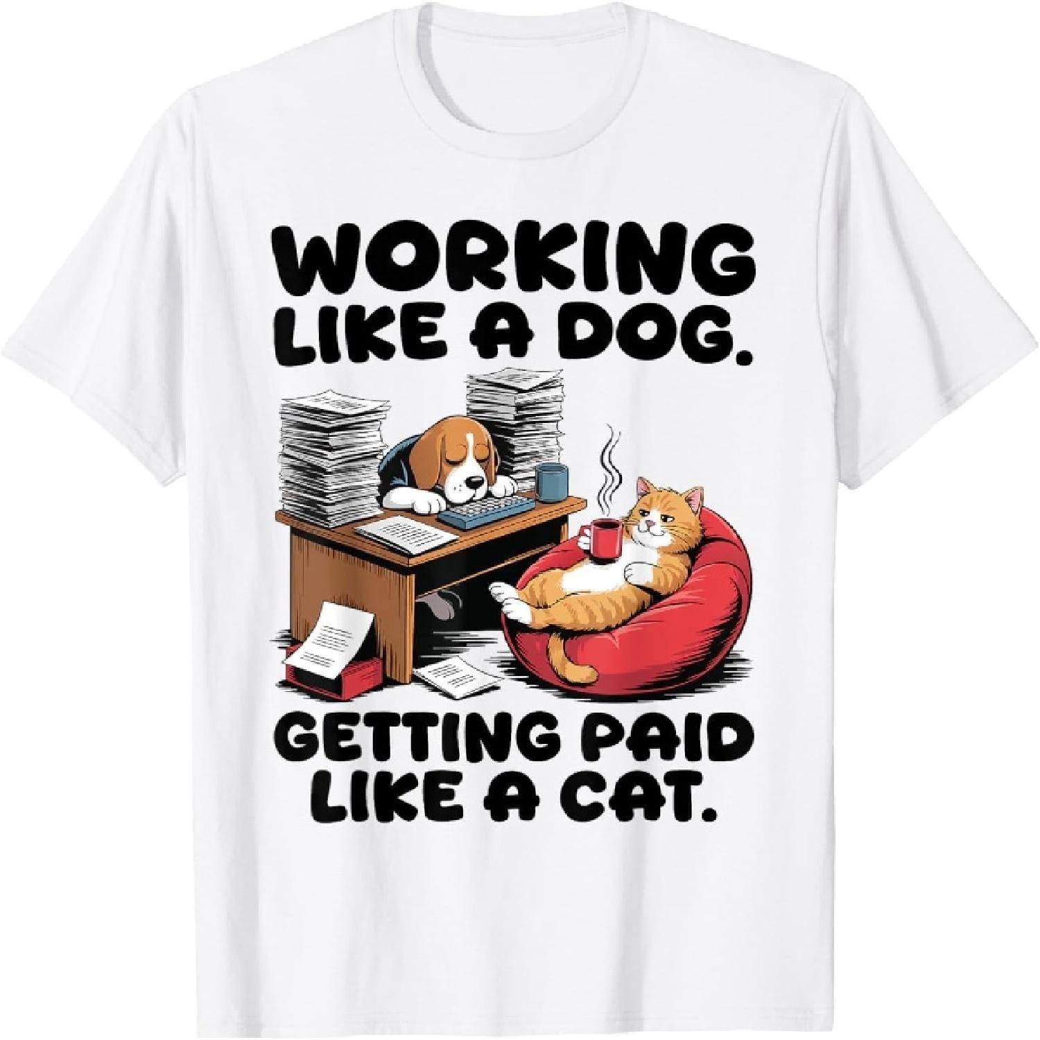 BaruToW Funny Dog and Cat Office Humor Coworker Animal Work Meme T-Shirt S