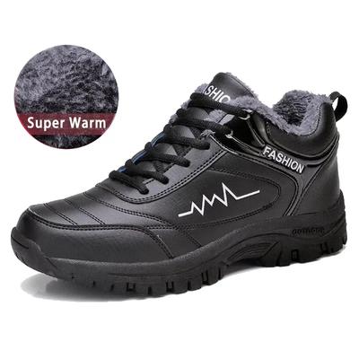 Winter Men's Snow Boots Men Work Shoes Plush Keep Warm Sneaker Man Outdoor Waterproof Ankle Snow Boots Casual Shoes Leather Boot