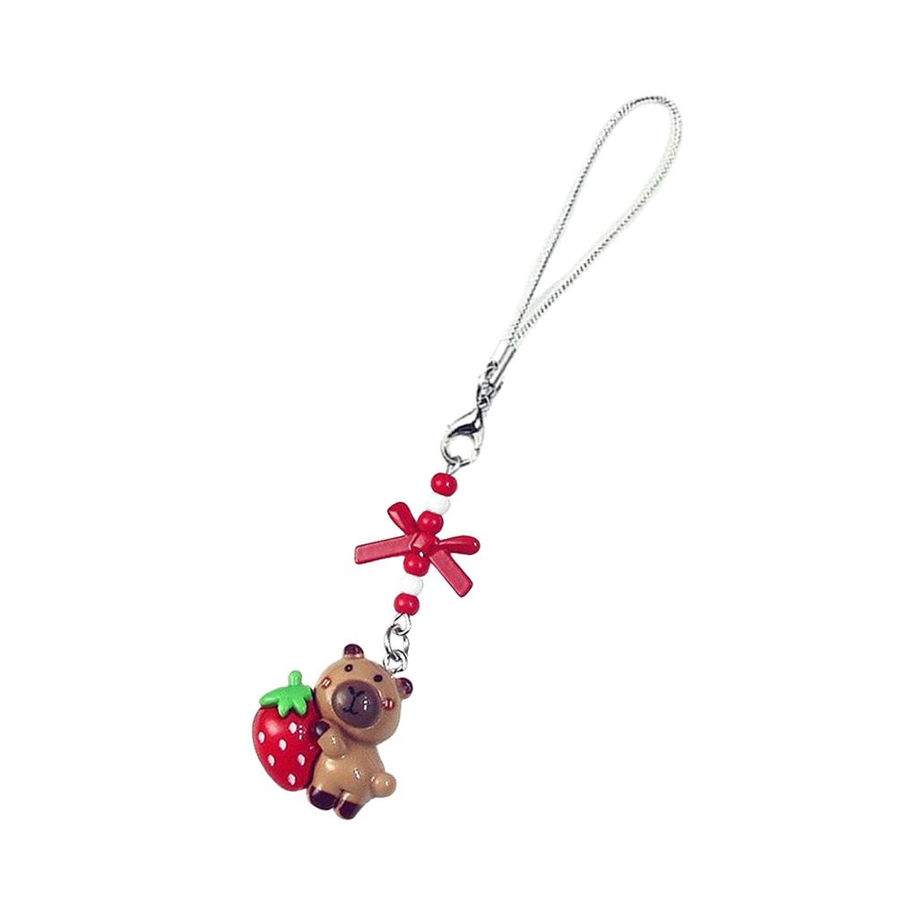 Adorable Capybara Beaded Phone Charm Cute Handcrafted Resin Keychain Pendant for Young Women and Fashion Enthusiasts