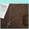 Geometric Beaded Chain Necklace With Cross Pendant For Unisex Fashion Jewelry