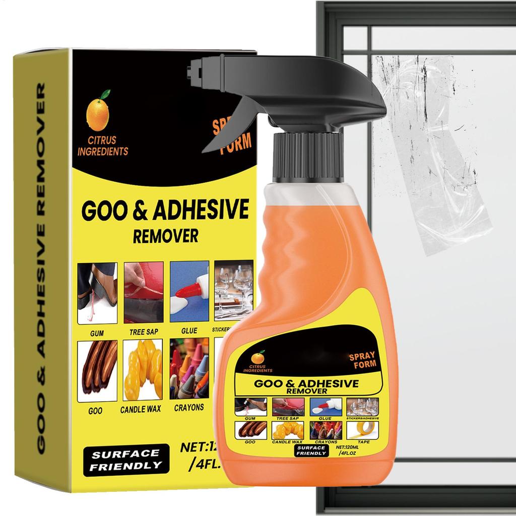 Spray Rimuovi Colla da 120ml Liquido per Rimuovere Colla Sollevatore per Adesivi per Auto Rimuovi Nastro per Vetro e Metallo Detergente Appiccicoso
