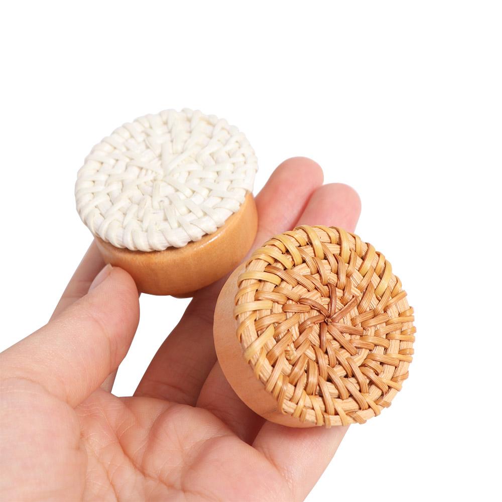 Möbelbeslag Trähandtag Byråhandtag Runda Garderobshandtag Rotting Lådknappar Hem