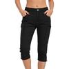Women’s Stretch Waist Cargo Capri Pants with Multiple Pockets and Adjustable Hem for Outdoor Activities