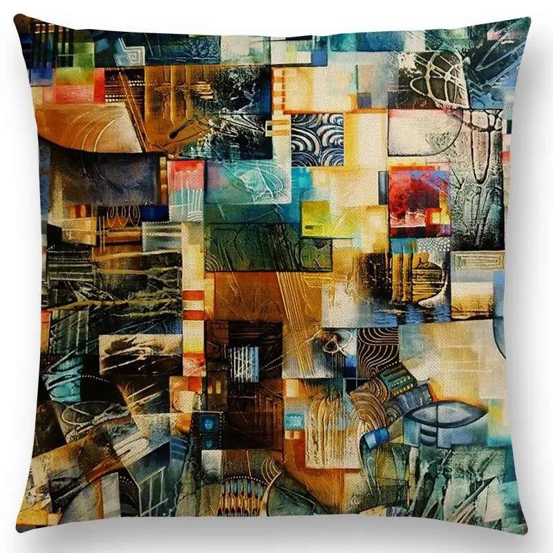 New Gorgeous Abstract Art Painting Mysterious Color Vortex Fantasy Geometry Retro Cushion Cover Car Sofa Throw Pillow Case