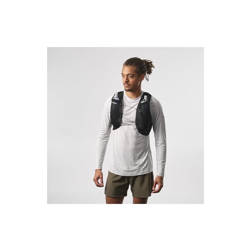SALOMON ACTIVE SKIN 4 SET Hydration Vest Backpack (Black/Metal, Size S)