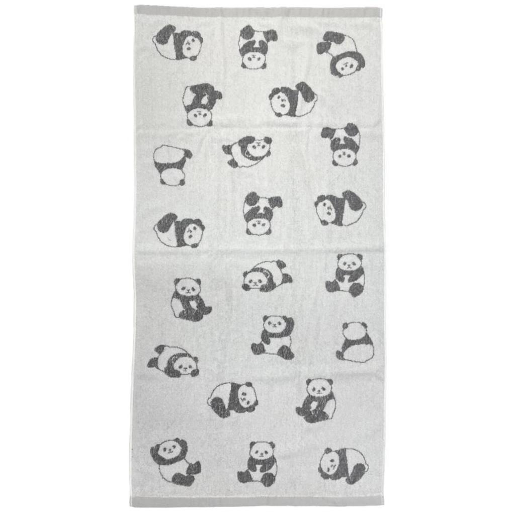 Cotton Bath Towel with a Sturdy Jacquard featuring a Cute Panda and Pose 120 x 60 cm Soft, 100% Weave, Design, White,