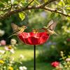 2Pcs Metal Flower Garden Stakes, Decorative Bird Bath, Outdoor Bee Watering Station, Flower Design Water Feeder Bath Bowl for Bees Butterflies