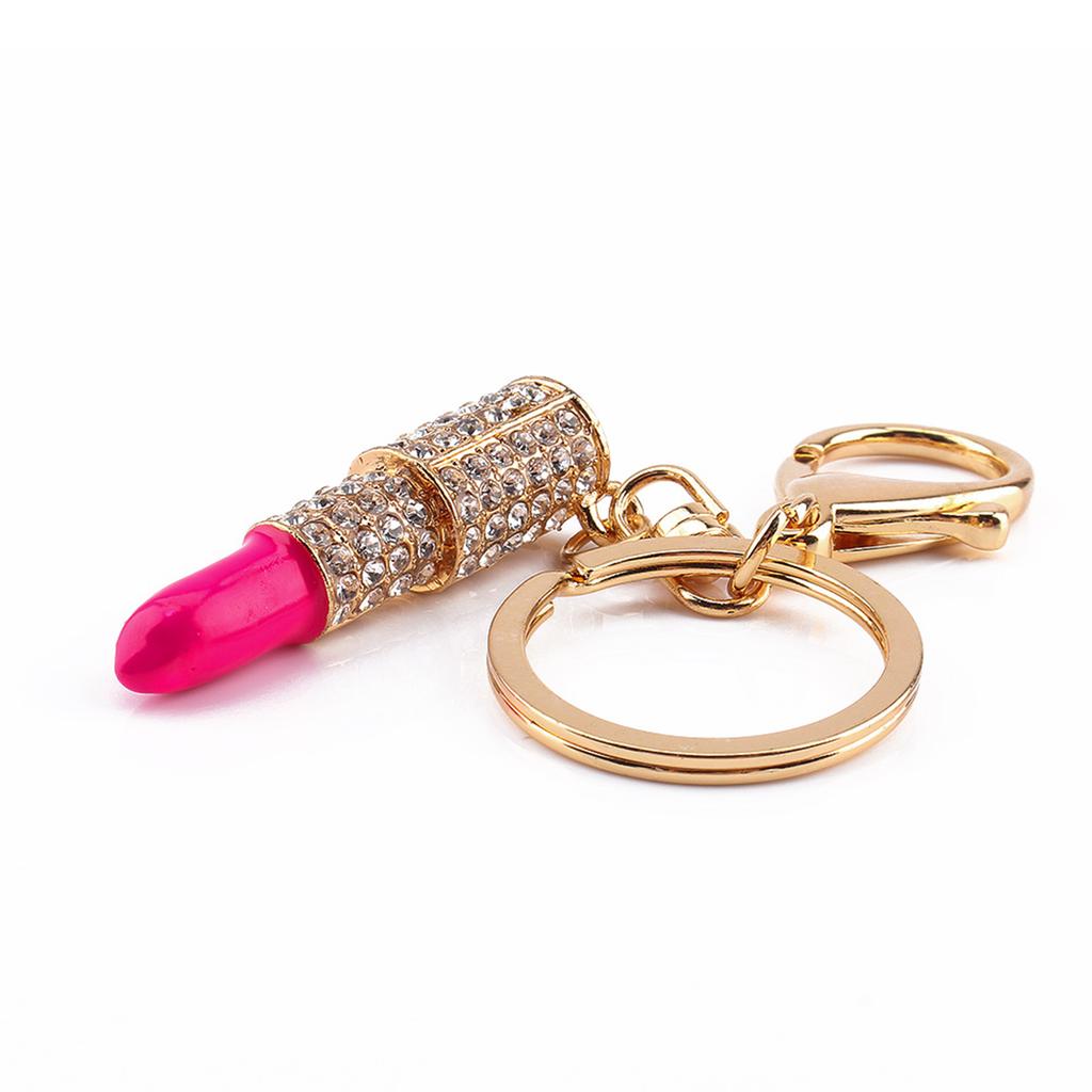 Lipstick Keyring Pendant, Rhinestone Ornament Bag   Keychain for Women Exquisite Design with Alloy and Rhinestone Materials  Gifts for All