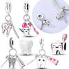 Diapositiva Original de Plata de Ley 925 Colgante Cepillo de Dientes Diente Perla Compatible con Pulsera Original Para Mujeres Joyería DIY Regalo