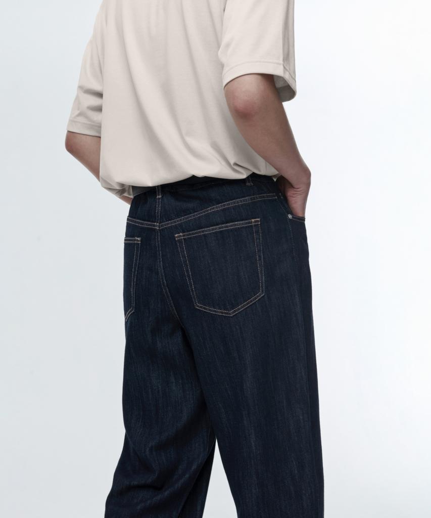MUSINSA STANDARD Linen-Like Wide Denim Pants [Deep Indigo]