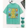 You Can Plan For 100 Years Prints Washed Men T-Shirt Casual Breathable Short Sleeve Soft Cotton Streetwear Loose Top