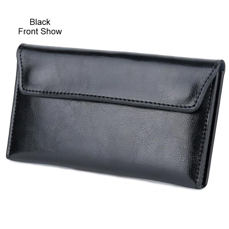 Echtes Leder Damen Geldbörsen Rindsleder Lange Geldbörse Elegante Damen Clutch Taschen Magnetverschluss Abendtasche Große Kapazität Kartenhalter