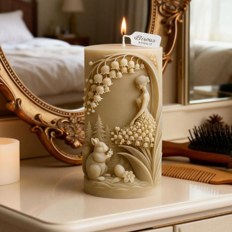 Floral Maiden Cylinder Silicone Candle Mould Food Grade Silicone For Making Candle Soap Chocolate Easter Decoration