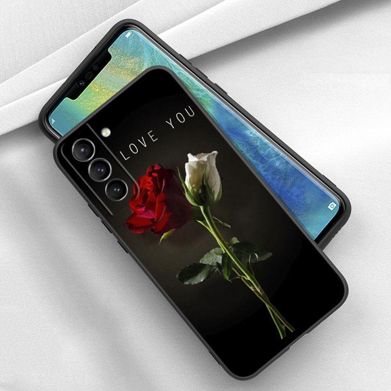 Husă de telefon cu flori de trandafir roșu strălucitor pentru iPhone Samsung Galaxy Redmi Xiaomi Oppo OnePlus Note SA 7 8 9 10 11 12 13 14 20 21 22 23 53 54 Pro Max Ultra