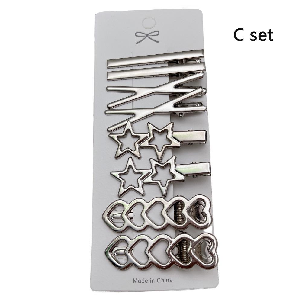8Pcs/Set Vintage Silver Y2K Hair Clip Set Duckbill Clip Side Clips Retro Hairclip  Women Girls