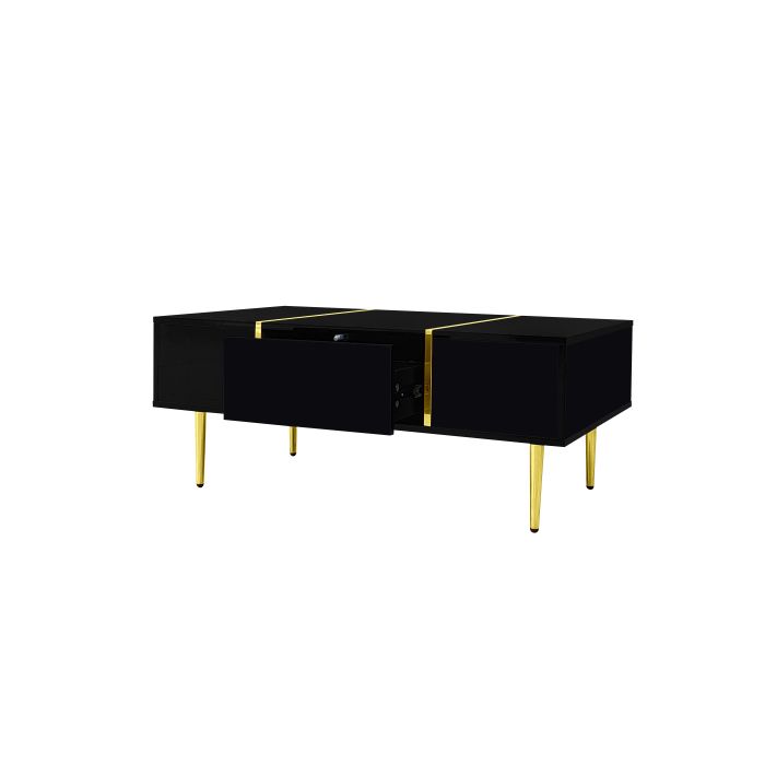 Coffee Table - MUVOE - Modern - Glossy Black - 2 Drawers - Contemporary Design