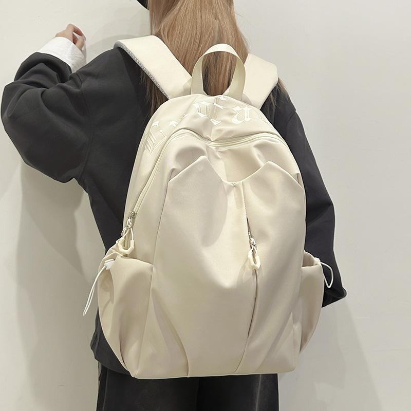 Student Schoolbag Men's Large Capacity Backpack Women's Solid Color Backpack