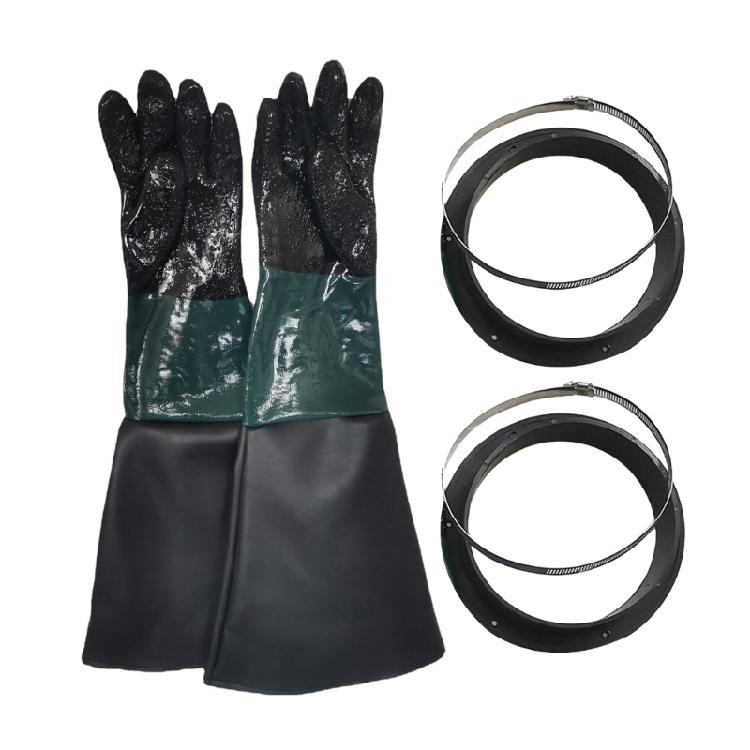 

65cm Long Sandblasting Gloves with Gloves Holder Metal Clamp Set for Extra Reinforcement for Sandblasting and Abrasive