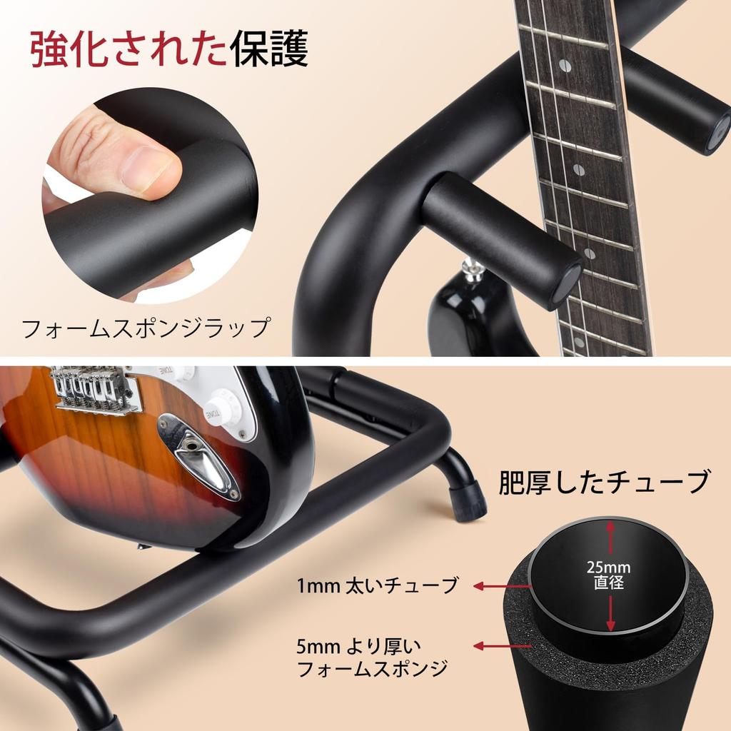 CAHAYA Folding Guitar Holds 5 Compact Storage for and Bass Black Stand, Guitars, Anti-Tip, Acoustic, Electric, Guitars,