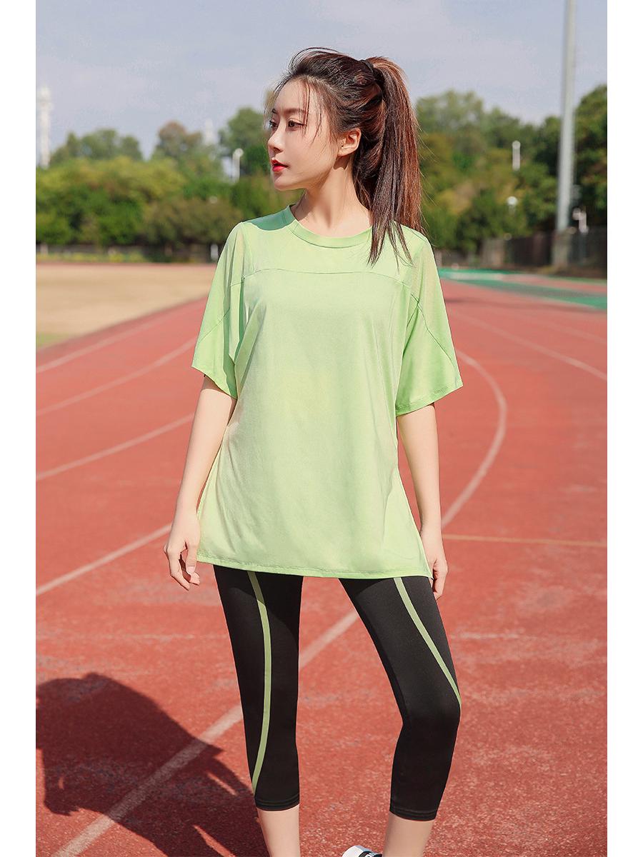 

Plus Size Women s Quick-Dry Yoga T-Shirt - Short Sleeve, Loose Fit, 200 Jin, Summer Activewear 3XL светло-зеленый