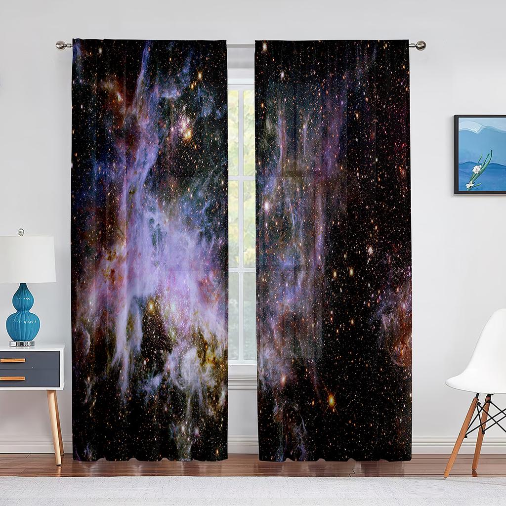 Perdea Voal Transparentă Galaxy Spațiul Cosmic Exterior pentru Living Dormitor Bucătărie Univers Stele Șifon Tul Tratament Fereastră Decorațiuni