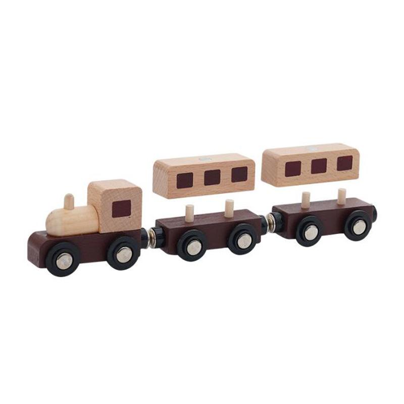Holzspielzeug-Züge für Kleinkinder, Trägheits-Schiebezüge, Holz-Kinderspielzeug, Seilzugräder, Kompatibel mit Holz-Zugstrecken
