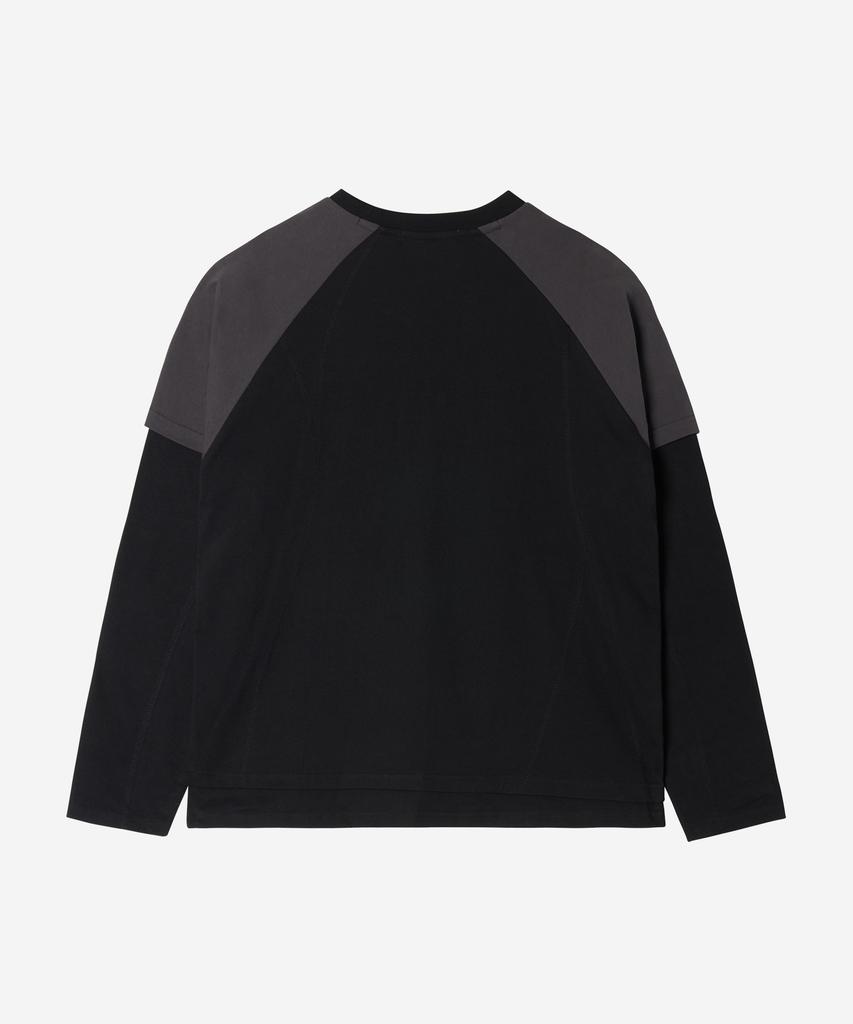NODE LABS Dev:12 Slash Layered Color Block Long Sleeve T-Shirt_Black