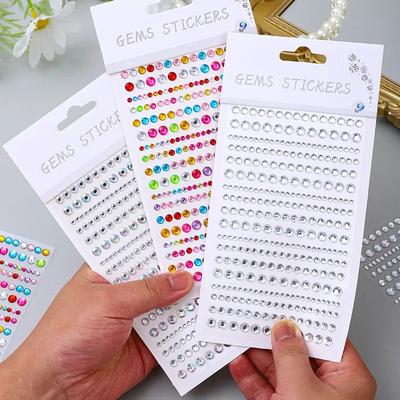 Adesivo per viso, occhi, trucco per feste, diamante acrilico, strass, adesivo autoadesivo, decorazione per il viso, grande piccolo mix, cristallo brillante fai da te