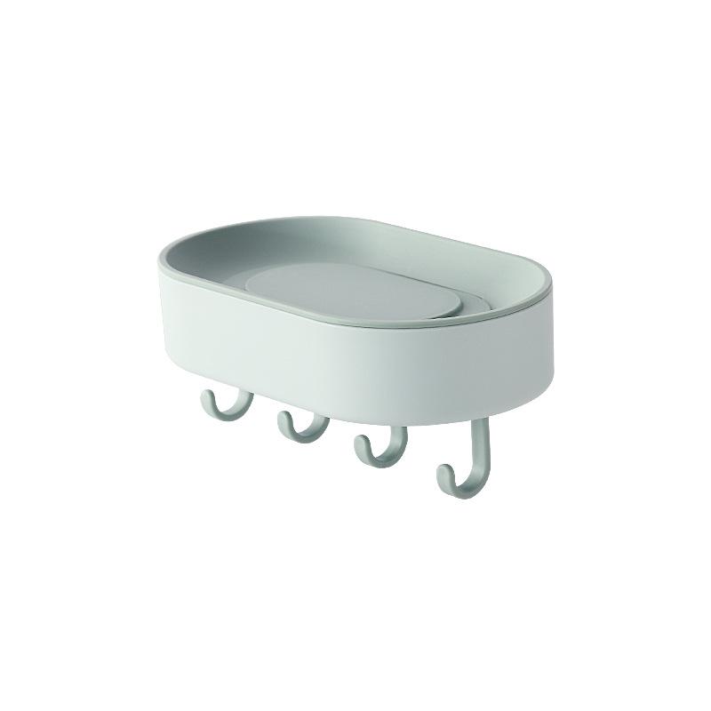 Wall-mounted Soap Box Draining WaterHanging Items No Need To Drill HolesBathroom Storage Rack with Hooks