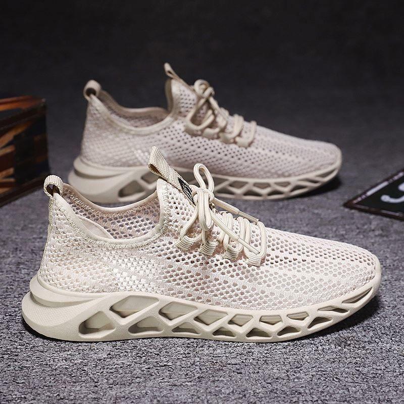 Moda Verão Homens Tênis Malha Sapatos Casuais Lac-up Sapatos Masculinos Leves Sapatos Vulcanizados Tênis de Caminhada Zapatillas Hombre