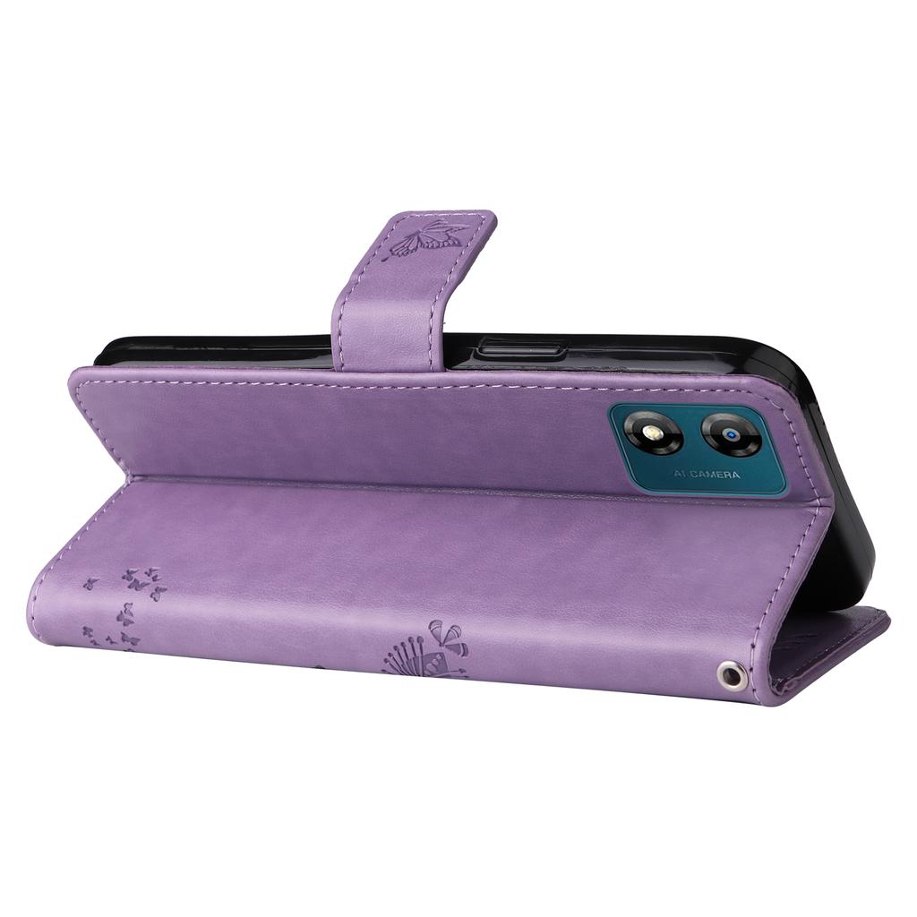 For Motorola Moto E13 4G Phone Case with Stand Cat Tree Pattern Leather Wallet Mobile Cover