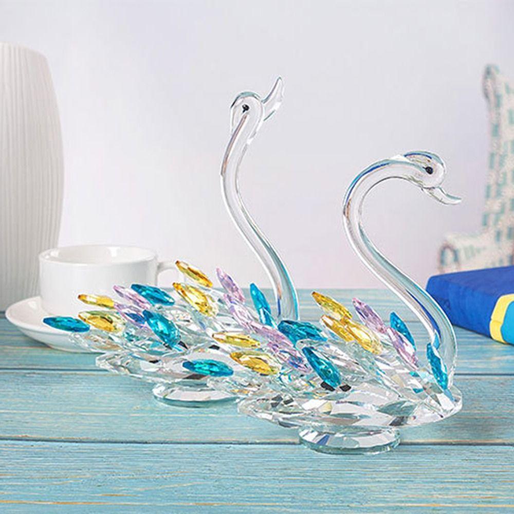 Elegant Swan Statue Creative Crystal Desktop Ornaments Crystal Swan Figurine  Home Decoration
