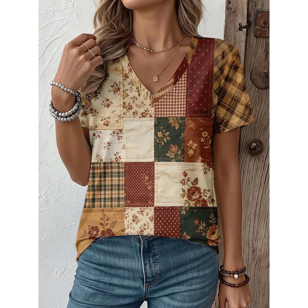 Fashion Versatile Women's V-neck Top Casual Loose Short Sleeves Comfortable T-Shirts Women’s