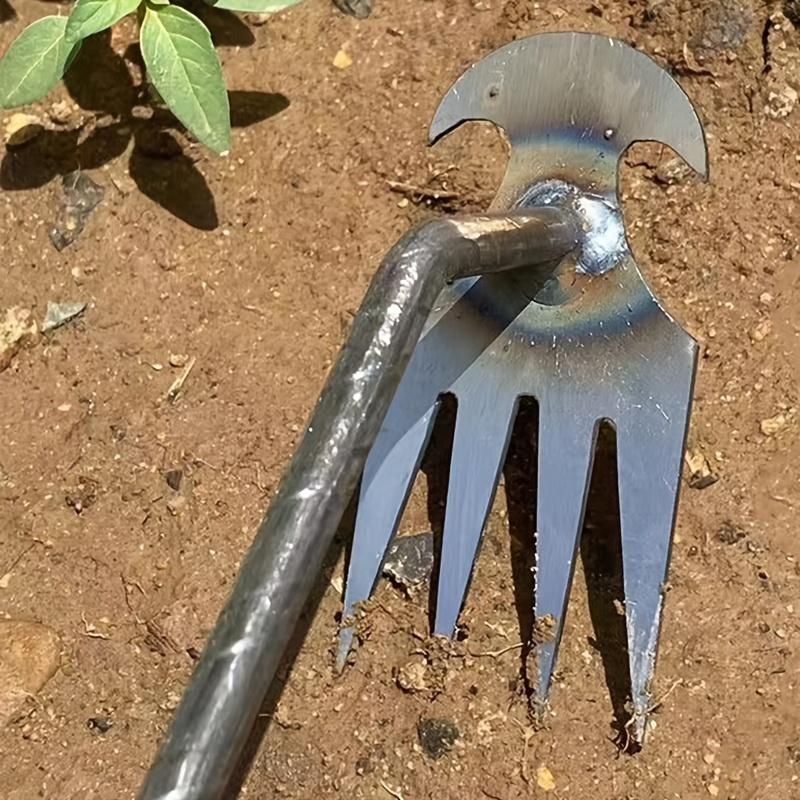 1pc Small Weed Puller With 4 Teeth, Gardening Hand Tools, Weed Remover Tool For Yard Ergonomic Weeder Tool (The Handle Can Be Lengthened By Yourself)