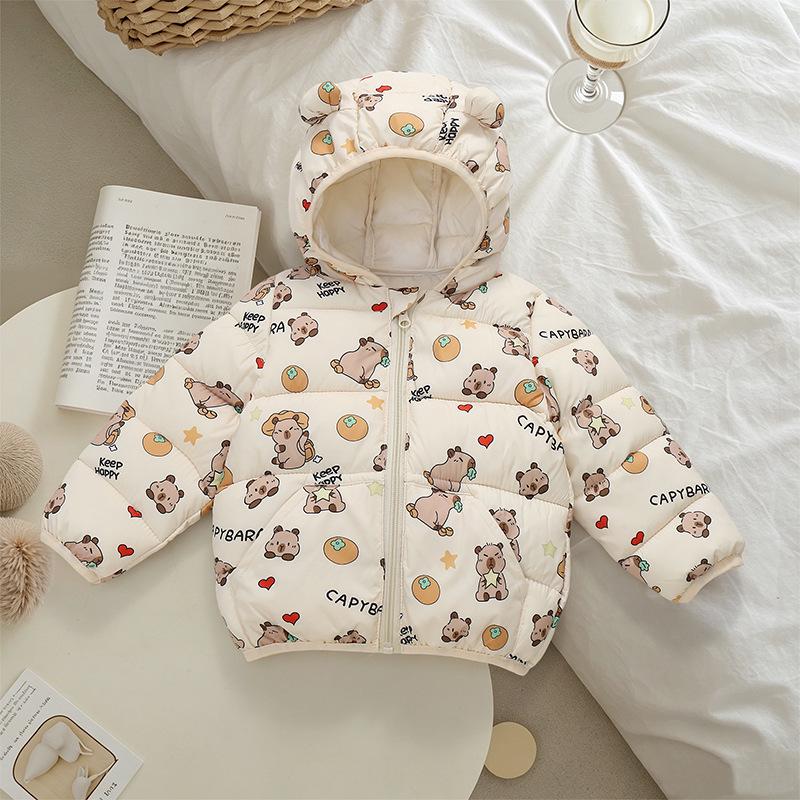Kids' Cartoon Cotton Jacket with Ears - Short Style for Boys & Girls, Autumn/Winter Outerwear