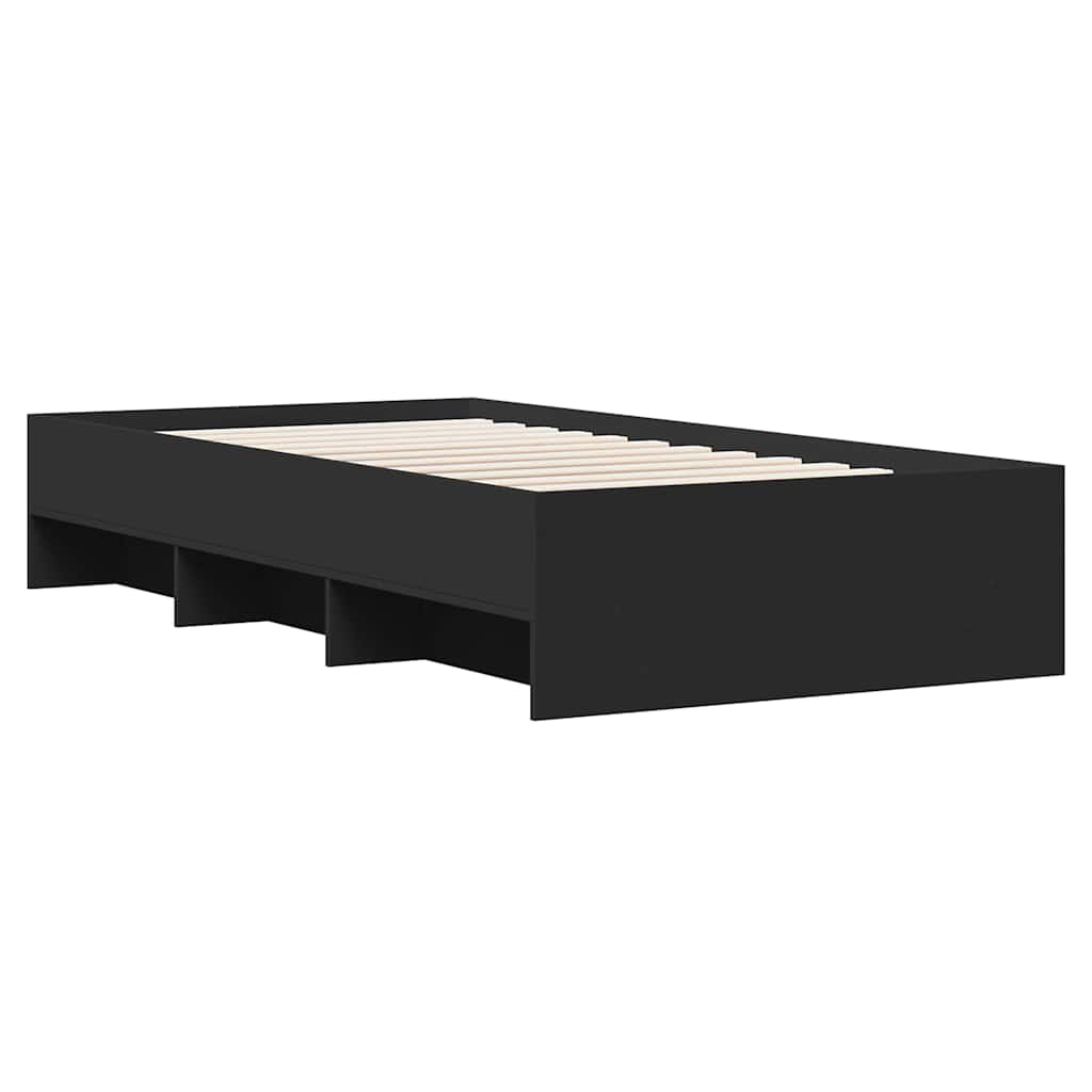 Bed Frame Black 75x190 cm Particleboard