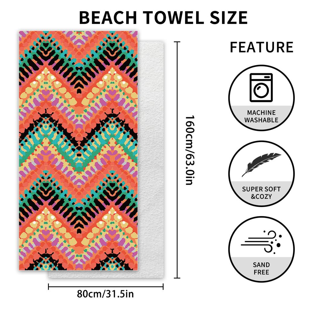 Tume Double-sided Velvet Beach Towel Absorbent Towel Microfiber Printing Quick-drying Bath Towel