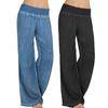 Damen Hose High-Waist Elastischer Bund Lockere Passform Weiter Bein Hosen Weicher Atmungsaktiver Stoff Lässig Yoga Reise Hose Täglich